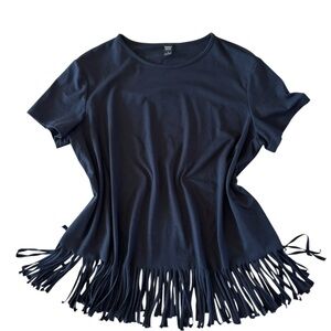 Fringe Hem Black Top